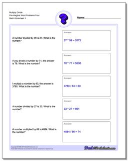 Pre-Algebra Word Problems