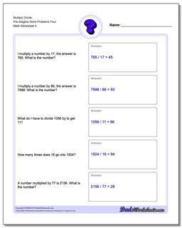 Pre-Algebra Word Problems