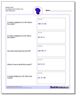 Pre-Algebra Word Problems