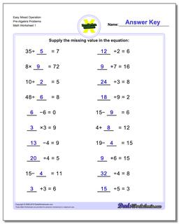 pre algebra worksheets