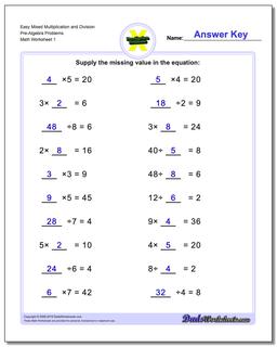 Pre-Algebra Worksheets