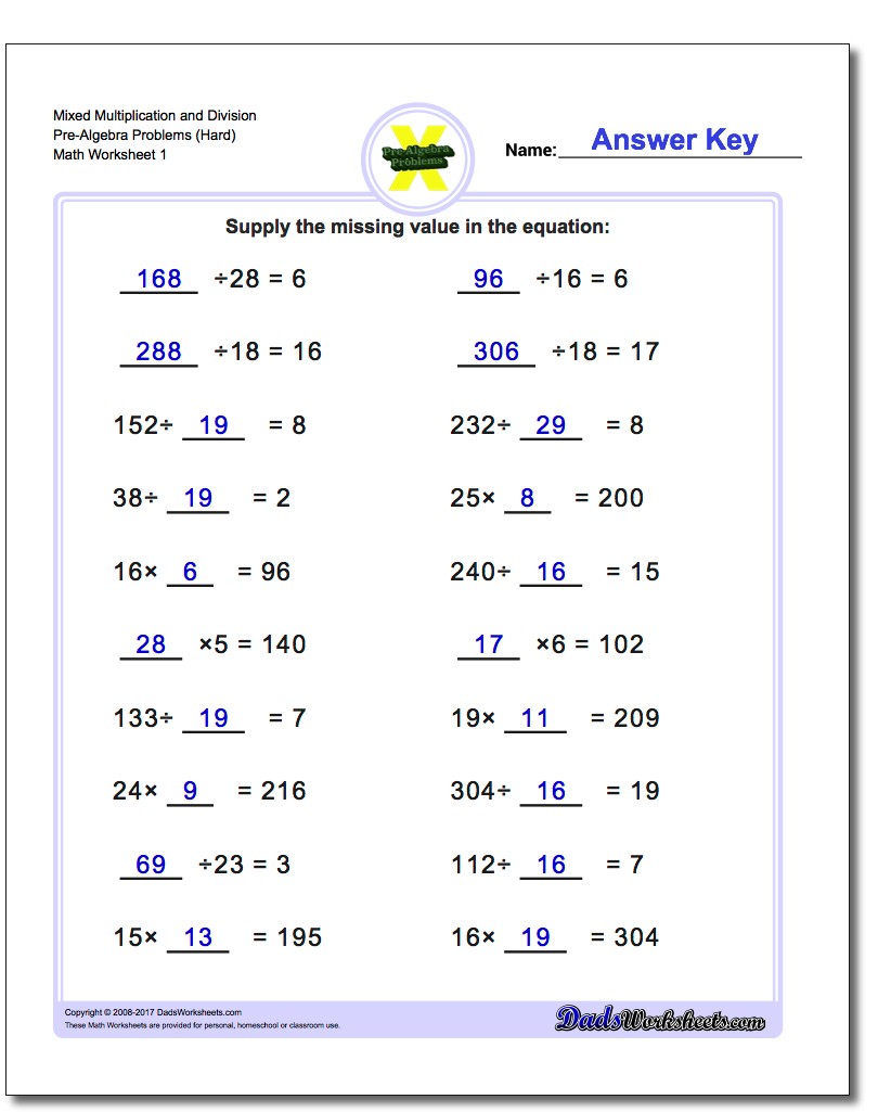 multiplication-and-division-pre-algebra-worksheets