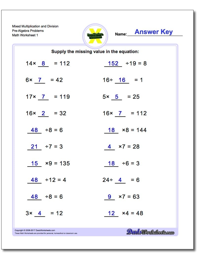 multiplication-and-division-pre-algebra-worksheets