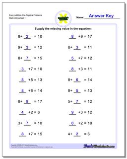 Pre Algebra Worksheets