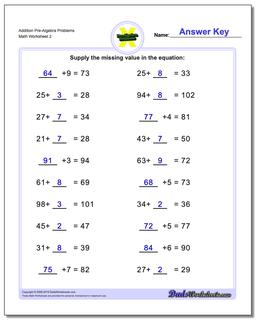 Addition Worksheet Pre-Algebra Problems Worksheet /worksheets/pre-algebra.html