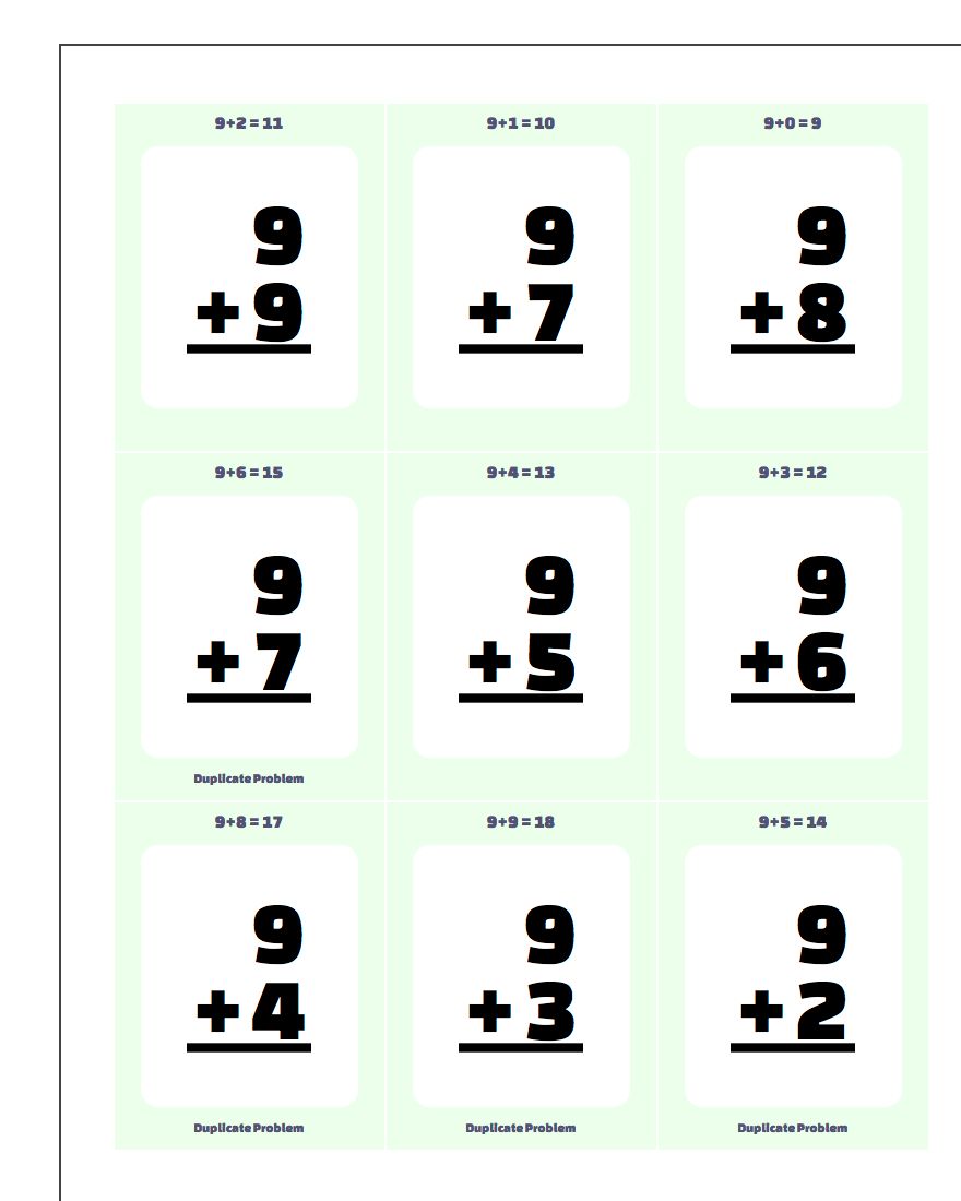 Addition Worksheet Flashcards 2 www.dadsworksheets.com/worksheets/printable-flash-cards.html