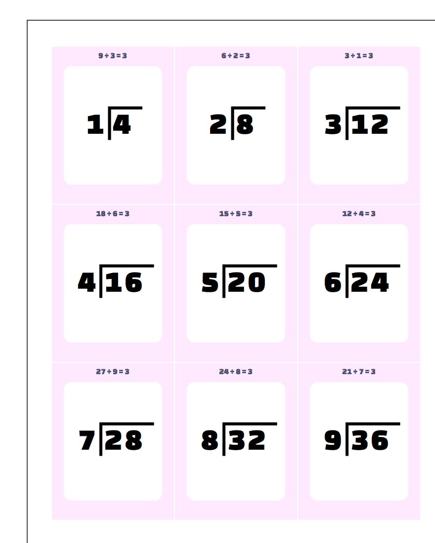 division-flash-cards