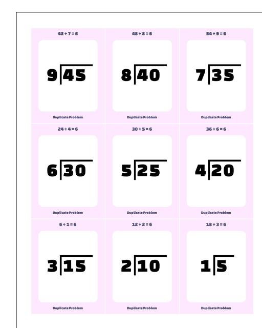 Division Flash Cards