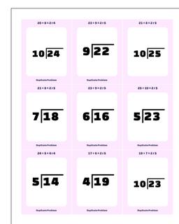 Division Worksheet Remainder Flashcards