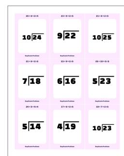 Division Worksheet Remainder Flashcards