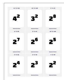 Common Exponent Facts Flashcards Worksheet