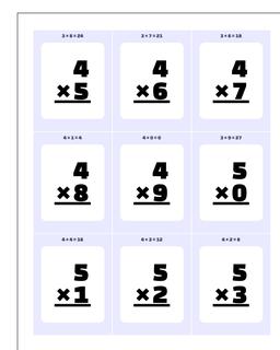 Multiplication Worksheet Flashcards 1