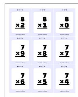 Multiplication Worksheet Flashcards 2