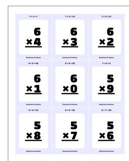 Multiplication Worksheet Flashcards 2