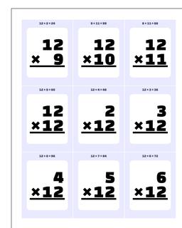 Multiplication Worksheet x10, x11 and x12