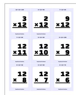 Multiplication Worksheet x10, x11 and x12