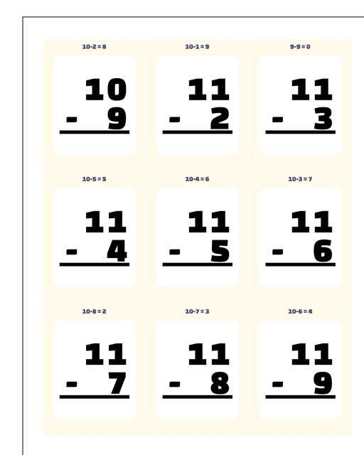 subtraction-flash-cards