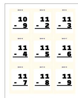 Subtraction Worksheet Flashcards 1