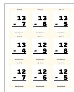 Subtraction Worksheet Flashcards 2