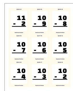 Subtraction Worksheet Flashcards 2