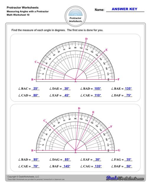 Measuring angles with a protractor worksheets, including blank printable protractor PDFs and detailed instructions on how to use a protractor to measure different types of angles. Measuring Angles With A Protractor V2