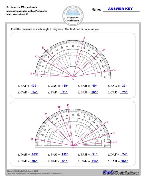 Measuring angles with a protractor worksheets, including blank printable protractor PDFs and detailed instructions on how to use a protractor to measure different types of angles. Measuring Angles With A Protractor V4
