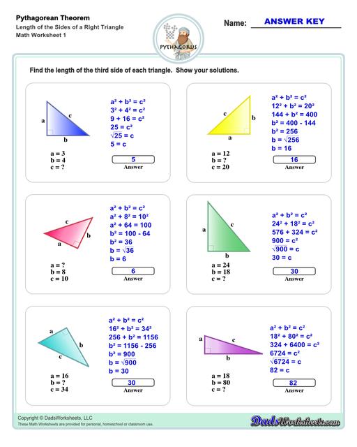 Pythagorean Theorem Worksheets