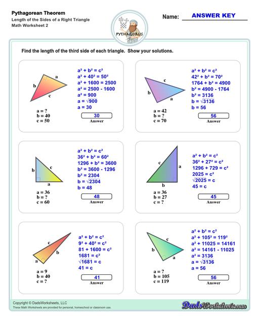 Pythagorean Theorem Worksheets