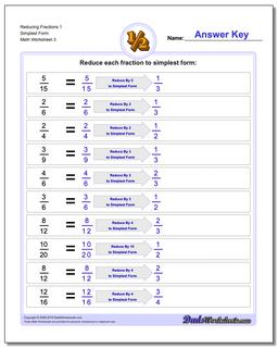 Reducing Fraction Worksheets 1 Simplest Form Worksheet