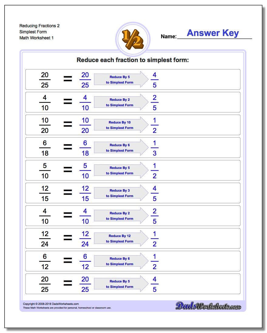 Reducing Simple Fractions