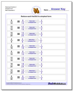 Reducing Fraction Worksheets 2 Simplest Form Worksheet