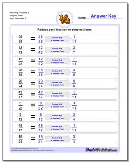 Reducing Fraction Worksheets 4 Simplest Form Worksheet