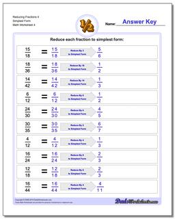 Reducing Fraction Worksheets 4 Simplest Form Worksheet