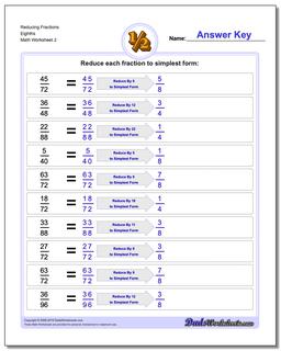 Reducing Fraction Worksheets Eighths /worksheets/reducing-fractions.html