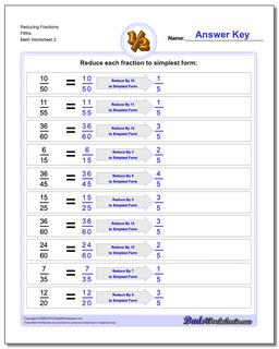 Reducing Fraction Worksheets Fifths /worksheets/reducing-fractions.html