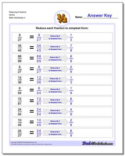 Reducing Fraction Worksheets Ninths /worksheets/reducing-fractions.html