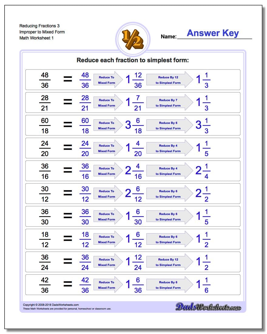 Reducing Improper Fractions