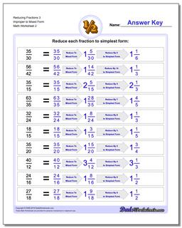 Reducing Fraction Worksheets 3 Improper to Mixed Form Worksheet /worksheets/reducing-fractions.html