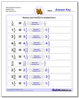 Reducing Mixed Fraction Worksheets 1 Simplest Form Worksheet /worksheets/reducing-fractions.html