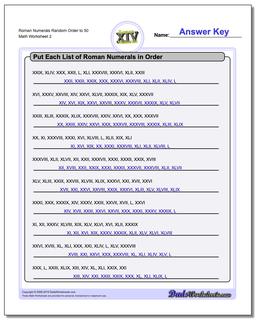 Roman Numerals Random Order to 50 /worksheets/roman-numerals.html Worksheet