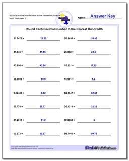 Round Each Decimal Number to the Nearest Hundredth /worksheets/rounding-numbers.html Worksheet