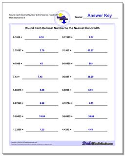 Round Each Decimal Number to the Nearest Hundredth Worksheet