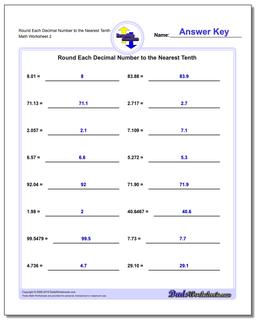 Round Each Decimal Number to the Nearest Tenth /worksheets/rounding-numbers.html Worksheet