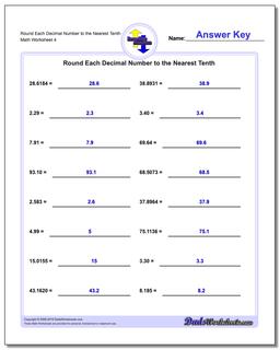 Round Each Decimal Number to the Nearest Tenth Worksheet