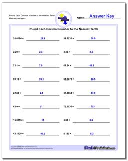 Round Each Decimal Number to the Nearest Tenth Worksheet