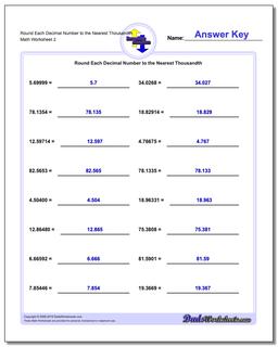 Round Each Decimal Number to the Nearest Thousandth /worksheets/rounding-numbers.html Worksheet
