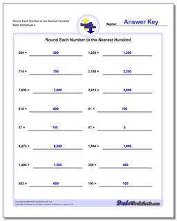 Round Each Number to the Nearest Hundred Worksheet