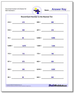 Round Each Number to the Nearest Ten /worksheets/rounding-numbers.html Worksheet