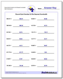 Round Each Number to the Nearest Hundredth /worksheets/rounding-numbers.html Worksheet