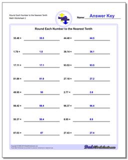 Round Each Number to the Nearest Tenth /worksheets/rounding-numbers.html Worksheet